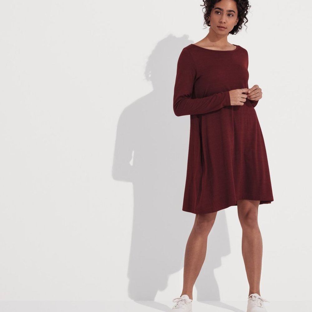 Wool& Rowena Swing Dress, Burgundy, Size L